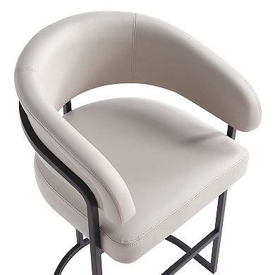 MANHATTAN COMFORT Augusta Faux Leather Upholstered Metal Bar Stool with Backrest