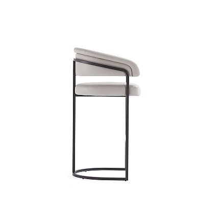 MANHATTAN COMFORT Augusta Faux Leather Upholstered Metal Bar Stool with Backrest