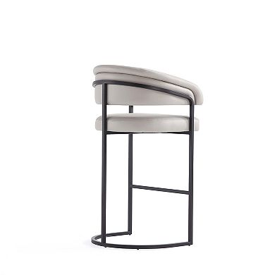 MANHATTAN COMFORT Augusta Faux Leather Upholstered Metal Bar Stool with Backrest