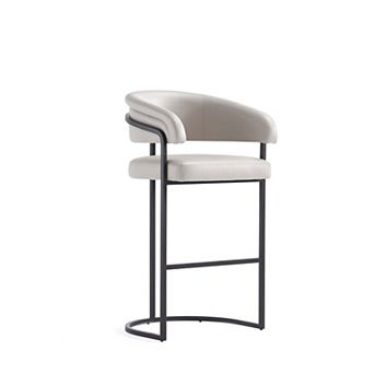 MANHATTAN COMFORT Augusta Faux Leather Upholstered Metal Bar Stool with Backrest