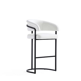 MANHATTAN COMFORT Augusta Faux Leather Upholstered Metal Bar Stool with Backrest