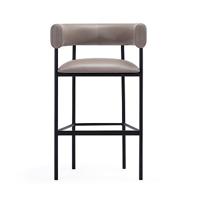 MANHATTAN COMFORT Onda Upholstered Metal Bar Stool with Curved Back