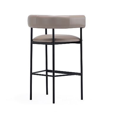 MANHATTAN COMFORT Onda Upholstered Metal Bar Stool with Curved Back