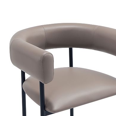 MANHATTAN COMFORT Onda Upholstered Metal Bar Stool with Curved Back
