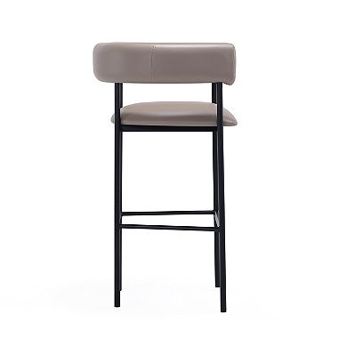 MANHATTAN COMFORT Onda Upholstered Metal Bar Stool with Curved Back
