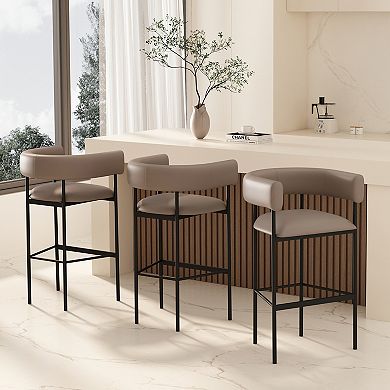 MANHATTAN COMFORT Onda Upholstered Metal Bar Stool with Curved Back