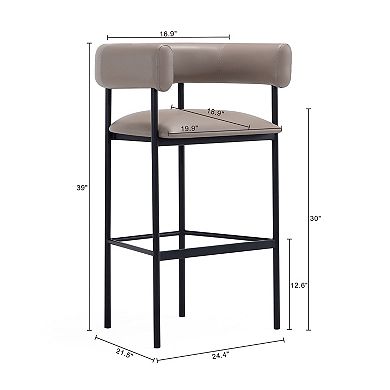 MANHATTAN COMFORT Onda Upholstered Metal Bar Stool with Curved Back