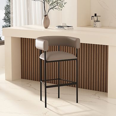 MANHATTAN COMFORT Onda Upholstered Metal Bar Stool with Curved Back