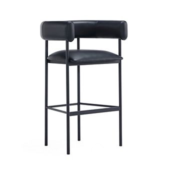 MANHATTAN COMFORT Onda Upholstered Metal Bar Stool with Curved Back