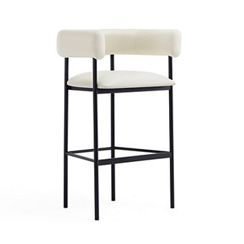 MANHATTAN COMFORT Onda Upholstered Metal Bar Stool with Curved Back