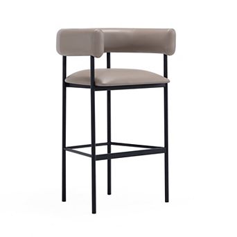 MANHATTAN COMFORT Onda Upholstered Metal Bar Stool with Curved Back