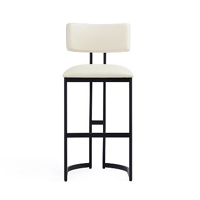 MANHATTAN COMFORT Juno Faux Leather Upholstered Metal Bar Stool