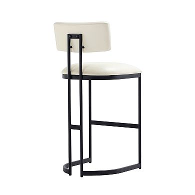 MANHATTAN COMFORT Juno Faux Leather Upholstered Metal Bar Stool