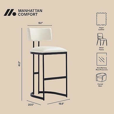 MANHATTAN COMFORT Juno Faux Leather Upholstered Metal Bar Stool