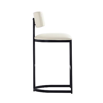 MANHATTAN COMFORT Juno Faux Leather Upholstered Metal Bar Stool