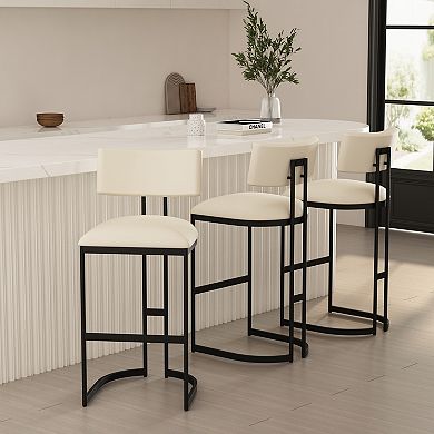 MANHATTAN COMFORT Juno Faux Leather Upholstered Metal Bar Stool