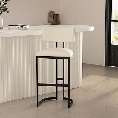 MANHATTAN COMFORT Juno Faux Leather Upholstered Metal Bar Stool