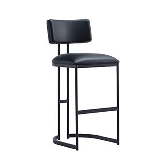 MANHATTAN COMFORT Juno Faux Leather Upholstered Metal Bar Stool