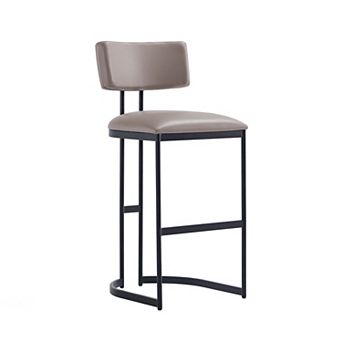 MANHATTAN COMFORT Juno Faux Leather Upholstered Metal Bar Stool