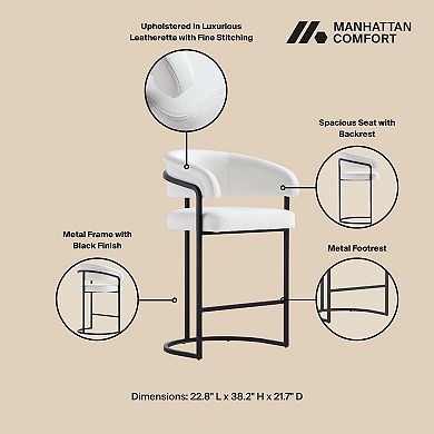 MANHATTAN COMFORT Augusta Faux Leather Upholstered Metal Counter Stool