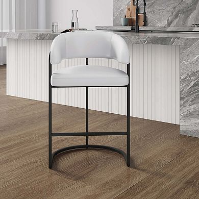 MANHATTAN COMFORT Augusta Faux Leather Upholstered Metal Counter Stool