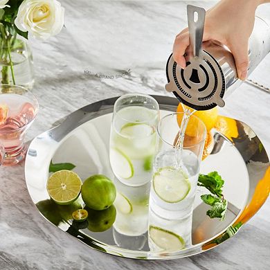 4-Piece Boston Cocktail Shaker Set with 18oz & 28oz Tins, Strainer, Jigger & Recipe Cards