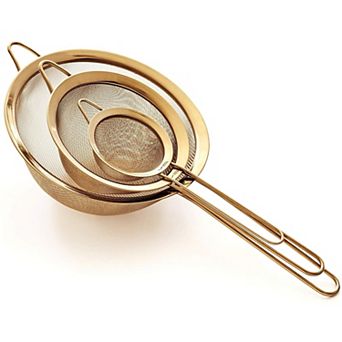 Premium 304 Stainless Steel Fine Mesh Strainer Set 8", 5.5", 3.3" Durable Kitchen Set