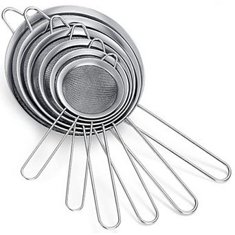 6 pc Stainless Steel Mesh Strainer Set for Baking, Tea, Gravy, and Pasta