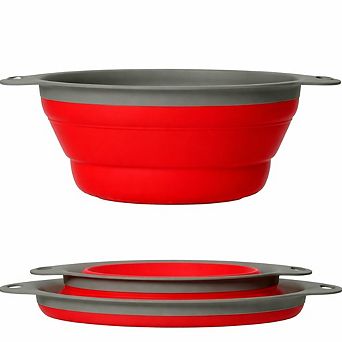 Collapsible Silicone Strainers Set of 2 Ideal for Pasta, Veggies, Fruit & Berries