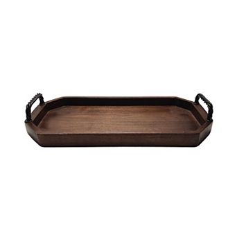 Sonoma Goods For Life® Oblong Wood Tray with Twisted Handles Table Decor