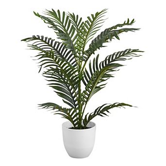 TOEMOA Artificial Palm Tree Floor Plant with Real Touch Green Leaves