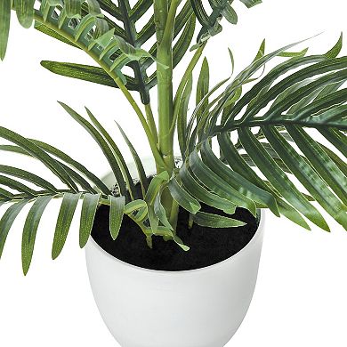 TOEMOA Artificial Palm Tree Floor Plant with Real Touch Green Leaves