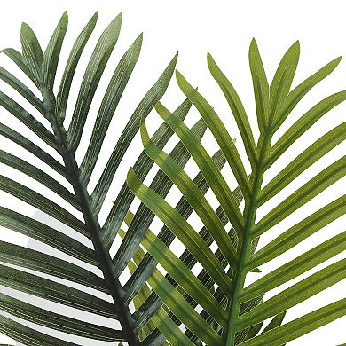 TOEMOA Artificial Palm Tree Floor Plant with Real Touch Green Leaves