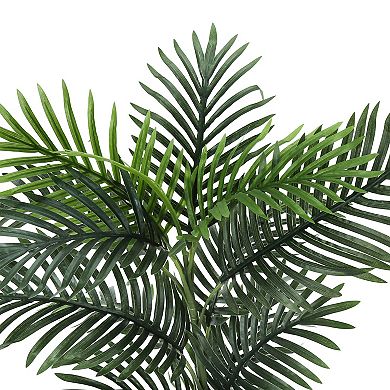 TOEMOA Artificial Palm Tree Floor Plant with Real Touch Green Leaves
