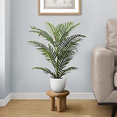 TOEMOA Artificial Palm Tree Floor Plant with Real Touch Green Leaves