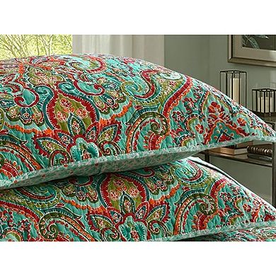 Cotton Bedspread Quilt Sets-Reversible Patchwork Coverlet Set, European Gorgeous Floral Pattern