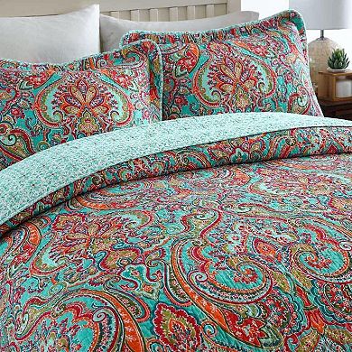 Cotton Bedspread Quilt Sets-Reversible Patchwork Coverlet Set, European Gorgeous Floral Pattern