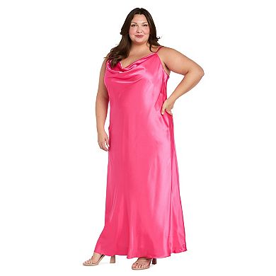 Juniors' Plus Size Morgan and Co Satin Charmeuse Maxi Slip Dress