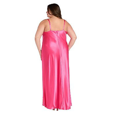 Juniors' Plus Size Morgan and Co Satin Charmeuse Maxi Slip Dress