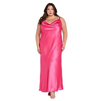 Juniors' Plus Size Morgan and Co Satin Charmeuse Maxi Slip Dress