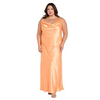 Juniors' Plus Size Morgan and Co Satin Charmeuse Maxi Slip Dress