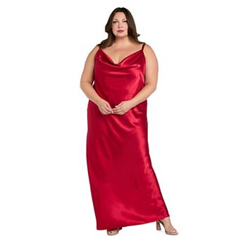 Juniors' Plus Size Morgan and Co Satin Charmeuse Maxi Slip Dress