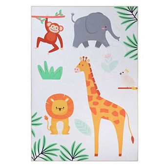 SUPERIOR Jungle Animals Non-Slip Washable Kids Rug