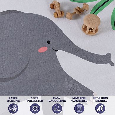 SUPERIOR Jungle Animals Non-Slip Washable Kids Rug