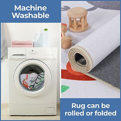 SUPERIOR Jungle Animals Non-Slip Washable Kids Rug