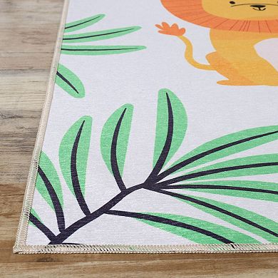 SUPERIOR Jungle Animals Non-Slip Washable Kids Rug