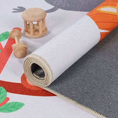 SUPERIOR Jungle Animals Non-Slip Washable Kids Rug