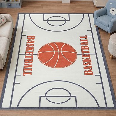 SUPERIOR Basketball Non-Slip Washable Kids Rug