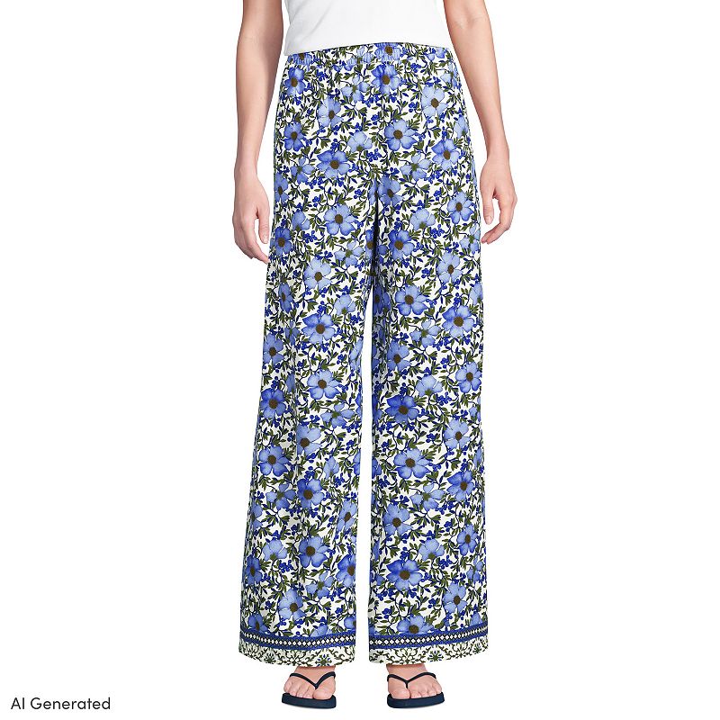 Women's Lands' End High Rise Extra Wide Leg Pants, 