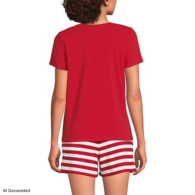Women's Lands' End Short Sleeve Pajama Top & Pajama Shorts Set